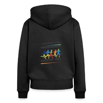 Mode d’entraînement Marathon, sur Marathon Runner - Sweat à capuche zippé Premium bio Femme - noir - Dos - Julia (174cm)