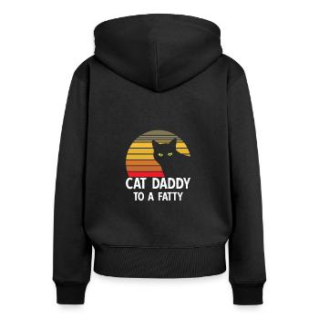 Katze schwarzes Kätzchen Vintage Sonnenuntergang - Frauen Premium Bio Zip Hoodie - Schwarz - Hinten - Julia (174cm)