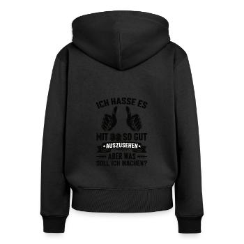 32 Geburtstag 32 Jahre 32 Lebensjahr 32 Lebenalter - Frauen Premium Bio Zip Hoodie - Schwarz - Hinten - Julia (174cm)