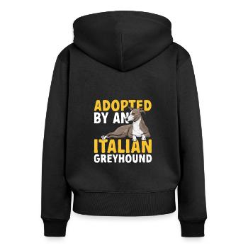 Lévrier italien Greyhound Chiens - Sweat à capuche zippé Premium bio Femme - noir - Dos - Julia (174cm)