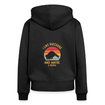 Waschbär Raccoon Vintage Müllpanda Opossum Sprüche - Frauen Premium Bio Zip Hoodie - Schwarz - Hinten - Julia (174cm)