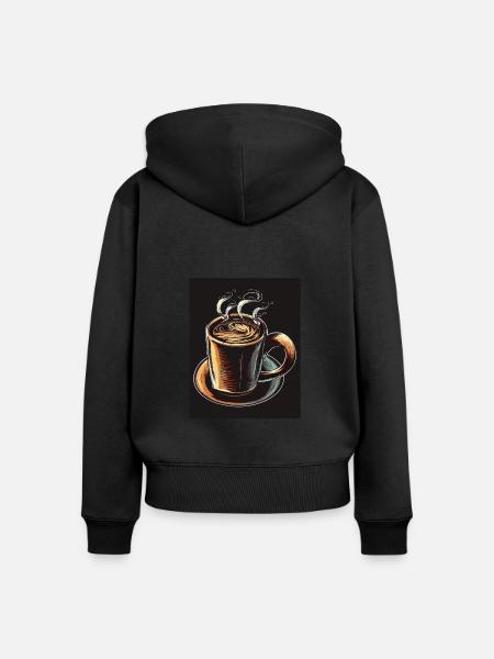 KAFFEEBECHER - Frauen Premium Bio Zip Hoodie - Schwarz