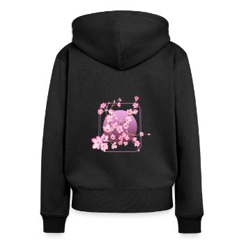 Cherry Blossom Shirt, Pink Sakura Kawaii - Women's Premium Organic Zip Hoodie - black - Back - Julia (174cm)