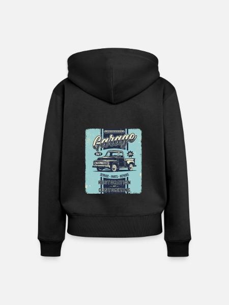 Autogaragen-Retro-Schilder - Frauen Premium Bio Zip Hoodie - Schwarz