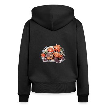 Turtle - Women's Premium Organic Zip Hoodie - black - Back - Julia (174cm)