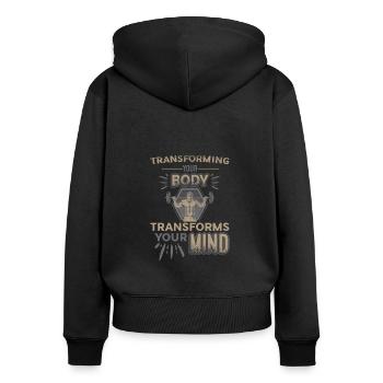 La transformation de votre corps façonne votre - Sweat à capuche zippé Premium bio Femme - noir - Dos - Julia (174cm)