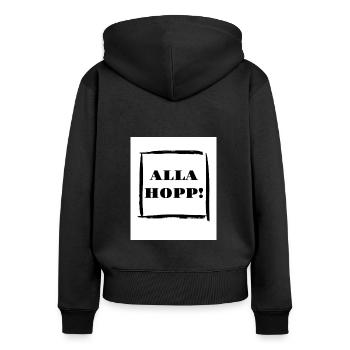 Alla Hopp - Frauen Premium Bio Zip Hoodie - Schwarz - Hinten - Julia (174cm)