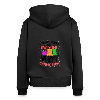 Jelly Gummies T-shirt Soft Sugar Candy Fruity - Sweat à capuche zippé Premium bio Femme - noir - Dos - Julia (174cm)