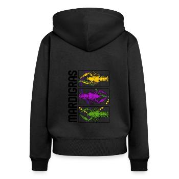 Mardi Gras Fleur De Lis Hemd, Langusten Mardi - Frauen Premium Bio Zip Hoodie - Schwarz - Hinten - Julia (174cm)