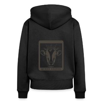 Chemise de vache, tee-shirt Queen Heifer Highland, éventail de vache - Sweat à capuche zippé Premium bio Femme - noir - Dos - Julia (174cm)