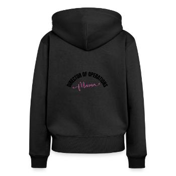 Directrice des opérations Mama Mère - Sweat à capuche zippé Premium bio Femme - noir - Dos - Julia (174cm)