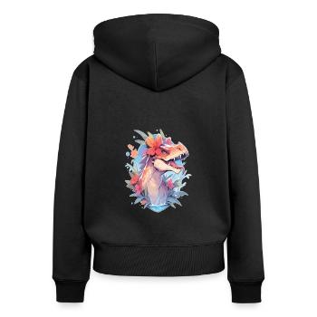 Dinosaurier Trex Dinos Dinosaurus Dino Baby - Frauen Premium Bio Zip Hoodie - Schwarz - Hinten - Julia (174cm)