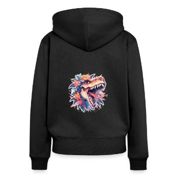 Dinosaurier Trex Dinos Dinosaurus Dino Baby - Frauen Premium Bio Zip Hoodie - Schwarz - Hinten - Julia (174cm)