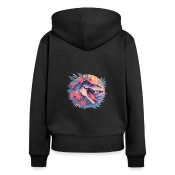 Dinosaurier Trex Dinos Dinosaurus Dino Baby - Frauen Premium Bio Zip Hoodie - Schwarz - Hinten - Julia (174cm)