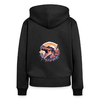 Dinosaurier Trex Dinos Dinosaurus Dino Baby - Frauen Premium Bio Zip Hoodie - Schwarz - Hinten - Julia (174cm)
