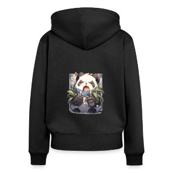 Pandabären - Frauen Premium Bio Zip Hoodie - Schwarz - Hinten - Julia (174cm)
