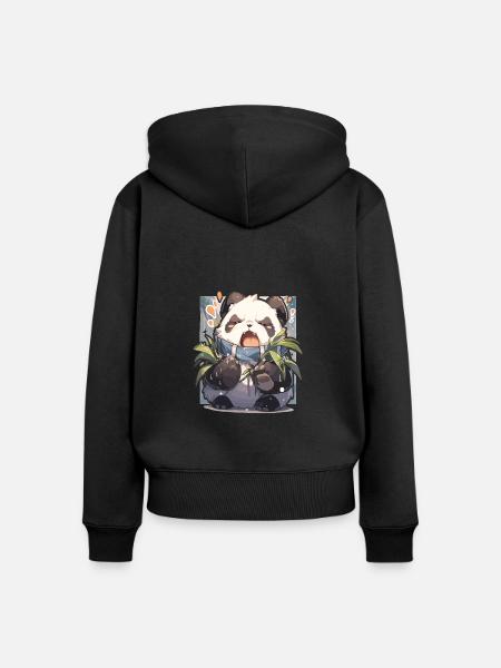 Pandabären - Frauen Premium Bio Zip Hoodie - Schwarz