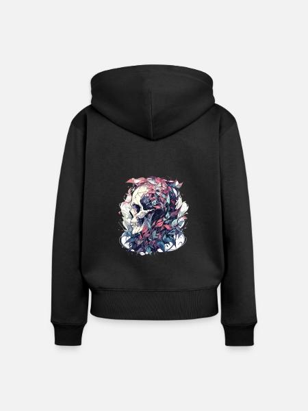 Totenkopf - Frauen Premium Bio Zip Hoodie - Schwarz