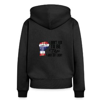 Fierté thaïlandaise Drapeau thaïlandais - Sweat à capuche zippé Premium bio Femme - noir - Dos - Julia (174cm)