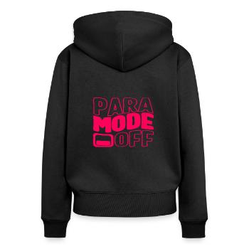 Chemise du dernier jour d’école, mode para off 1 tee, - Sweat à capuche zippé Premium bio Femme - noir - Dos - Julia (174cm)