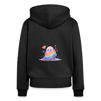 Ghost Lgbt Ghost Lgbt Flag - Sweat à capuche zippé Premium bio Femme - noir - Dos - Julia (174cm)