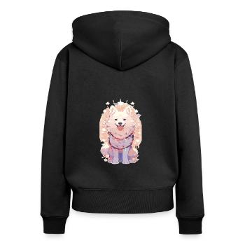 Corgi Corgi Hund Weihnachten Hund Lichterkette - Frauen Premium Bio Zip Hoodie - Schwarz - Hinten - Julia (174cm)