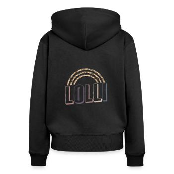 Grandmother Shirt, Lolli Rainbow Leopard Print - Women's Premium Organic Zip Hoodie - black - Back - Julia (174cm)