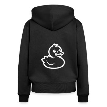 canard coloré - Sweat à capuche zippé Premium bio Femme - noir - Dos - Julia (174cm)