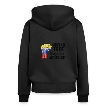 Venezolanischer Stolz Venezolanische Flagge - Frauen Premium Bio Zip Hoodie - Schwarz - Hinten - Julia (174cm)