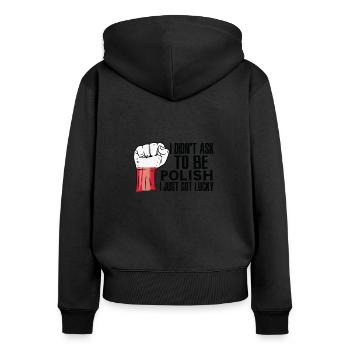 Polnischer Stolz Polnische Flagge Gewachsen - Frauen Premium Bio Zip Hoodie - Schwarz - Hinten - Julia (174cm)