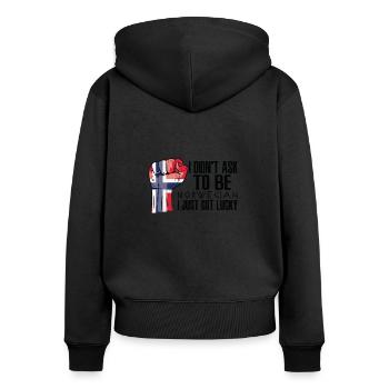 Fierté norvégienne Drapeau norvégien cultivé - Sweat à capuche zippé Premium bio Femme - noir - Dos - Julia (174cm)