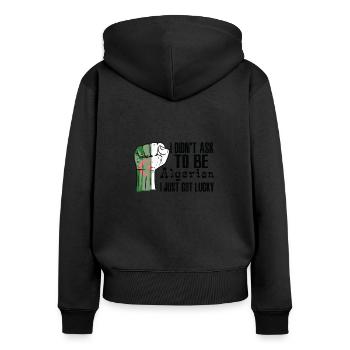 Algerischer Stolz Algerische Flagge Gewachsen - Frauen Premium Bio Zip Hoodie - Schwarz - Hinten - Julia (174cm)