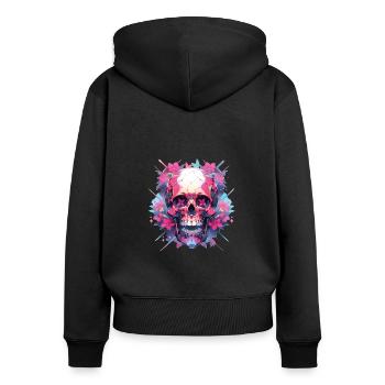 Skulls - Frauen Premium Bio Zip Hoodie - Schwarz - Hinten - Julia (174cm)