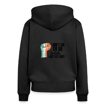 Patriote irlandais Drapeau irlandais Racines irlandaises cultivées - Sweat à capuche zippé Premium bio Femme - noir - Dos - Julia (174cm)
