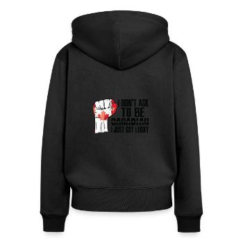 Fierté canadienne Drapeau canadien cultivé - Sweat à capuche zippé Premium bio Femme - noir - Dos - Julia (174cm)