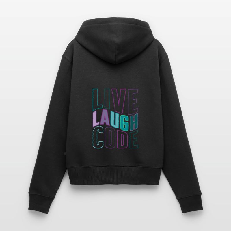 Programmer Shirt, Live Laugh Code Tee, Coding Women's Premium Organic Zip Hoodie