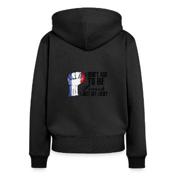 Fierté française Drapeau français cultivé - Sweat à capuche zippé Premium bio Femme - noir - Dos - Julia (174cm)