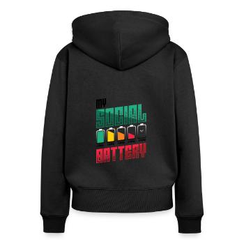 Meine Sozialbatterie - Asozialer Introvertierter - Frauen Premium Bio Zip Hoodie - Schwarz - Hinten - Julia (174cm)