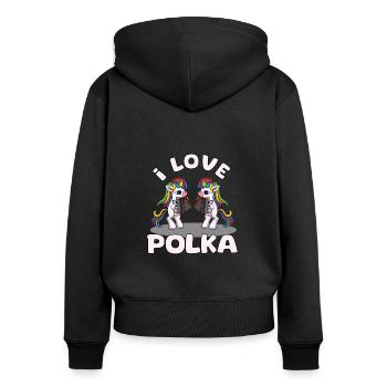 J’adore Polka Unicorn - Sweat à capuche zippé Premium bio Femme - noir - Dos - Julia (174cm)