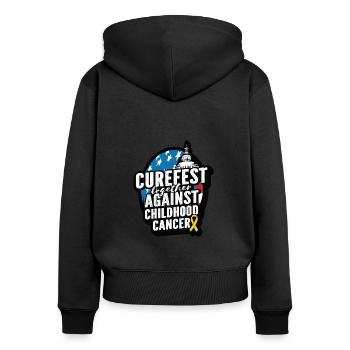 CureFest 2023 CureFest pour les patients atteints de cancer infantile - Sweat à capuche zippé Premium bio Femme - noir - Dos - Julia (174cm)