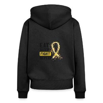 CureFest 2023 CureFest pour les patients atteints de cancer infantile - Sweat à capuche zippé Premium bio Femme - noir - Dos - Julia (174cm)