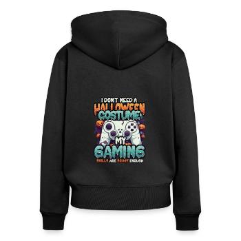 Spooky gaming skills for Halloween - Women's Premium Organic Zip Hoodie - black - Back - Julia (174cm)