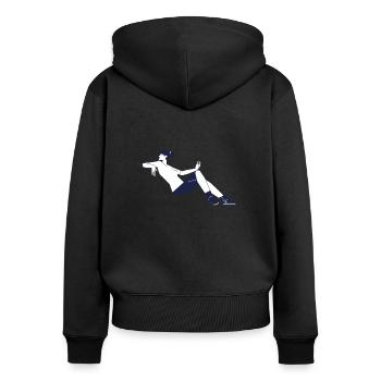 Urban Line - femme assise et relaxante - Sweat à capuche zippé Premium bio Femme - noir - Dos - Julia (174cm)