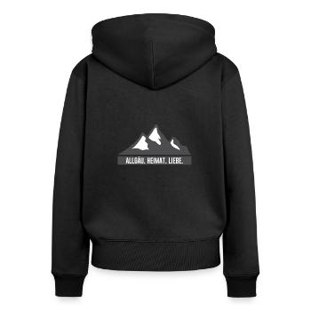 Allgäu | Heimat | Liebe | Allgäuer | Bayern - Frauen Premium Bio Zip Hoodie - Schwarz - Hinten - Julia (174cm)
