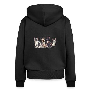 Französische Bulldogge - Frauen Premium Bio Zip Hoodie - Schwarz - Hinten - Julia (174cm)