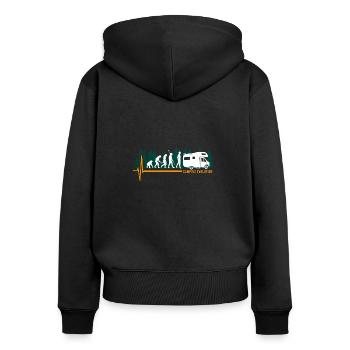 Camping-car Evolution Camping - Cadeau campeur - Sweat à capuche zippé Premium bio Femme - noir - Dos - Julia (174cm)