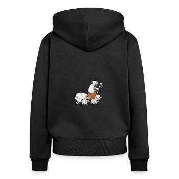 Le design chrétien aimait les moutons avec le bien - Sweat à capuche zippé Premium bio Femme - noir - Dos - Julia (174cm)