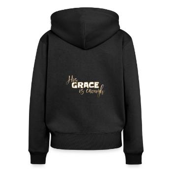 Conception chrétienne Sa grâce est suffisante - Sweat à capuche zippé Premium bio Femme - noir - Dos - Julia (174cm)