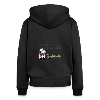 Christian Design Mein kleines Herz ist groß mit - Frauen Premium Bio Zip Hoodie - Schwarz - Hinten - Julia (174cm)