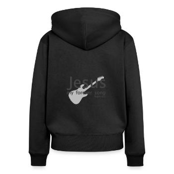 Christian Design Jesus My Forever Song Psalm 40 - Frauen Premium Bio Zip Hoodie - Schwarz - Hinten - Julia (174cm)